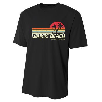 Summer Vacation Vintage Honolulu Hawaii Waikiki Beach Performance Sprint T-Shirt