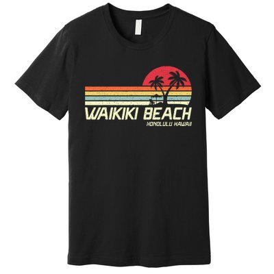 Summer Vacation Vintage Honolulu Hawaii Waikiki Beach Premium T-Shirt