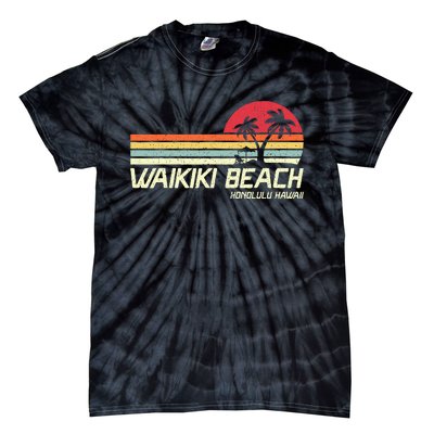 Summer Vacation Vintage Honolulu Hawaii Waikiki Beach Tie-Dye T-Shirt