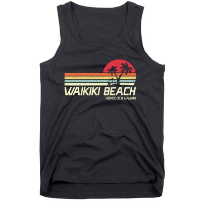 Summer Vacation Vintage Honolulu Hawaii Waikiki Beach Tank Top