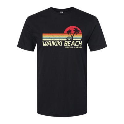 Summer Vacation Vintage Honolulu Hawaii Waikiki Beach Softstyle CVC T-Shirt