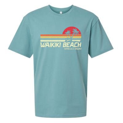 Summer Vacation Vintage Honolulu Hawaii Waikiki Beach Sueded Cloud Jersey T-Shirt