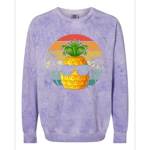 Summer Vibes Vacay Mode Cool Pineapple Retro Tropical Summer Funny Gift Colorblast Crewneck Sweatshirt