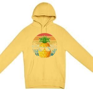 Summer Vibes Vacay Mode Cool Pineapple Retro Tropical Summer Funny Gift Premium Pullover Hoodie