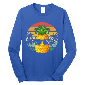 Summer Vibes Vacay Mode Cool Pineapple Retro Tropical Summer Funny Gift Long Sleeve Shirt