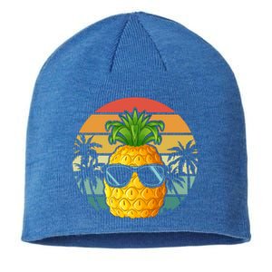 Summer Vibes Vacay Mode Cool Pineapple Retro Tropical Summer Funny Gift Sustainable Beanie