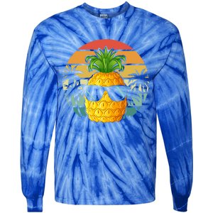 Summer Vibes Vacay Mode Cool Pineapple Retro Tropical Summer Funny Gift Tie-Dye Long Sleeve Shirt