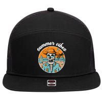 Summer Vibes Vintage Retro Skeleton 7 Panel Mesh Trucker Snapback Hat