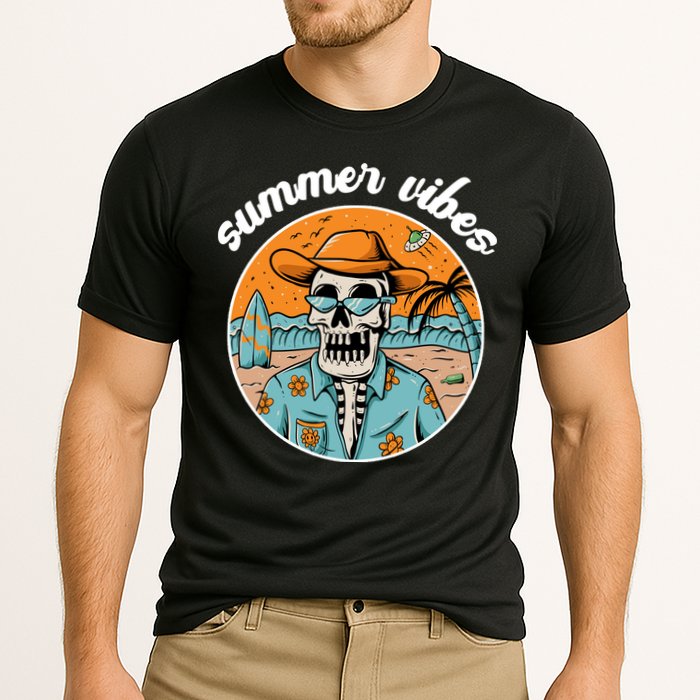 Summer Vibes Vintage Retro Skeleton Performance Shirt