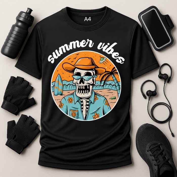 Summer Vibes Vintage Retro Skeleton Performance Shirt