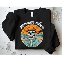 Summer Vibes Vintage Retro Skeleton Sweatshirt