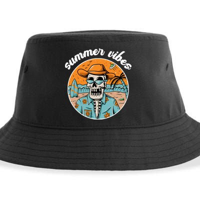 Summer Vibes Vintage Retro Skeleton Sustainable Bucket Hat