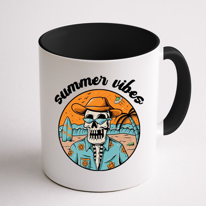 Summer Vibes Vintage Retro Skeleton Mug