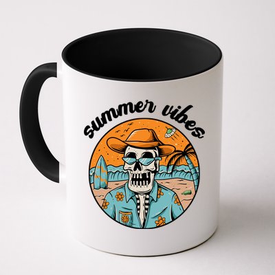 Summer Vibes Vintage Retro Skeleton Mug