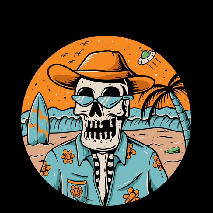 Summer Vibes Vintage Retro Skeleton Mug