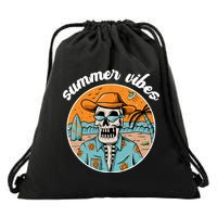 Summer Vibes Vintage Retro Skeleton Drawstring Bag