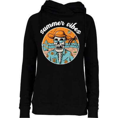 Summer Vibes Vintage Retro Skeleton Womens Funnel Neck Pullover Hood