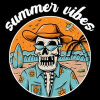 Summer Vibes Vintage Retro Skeleton Flatbill Hat