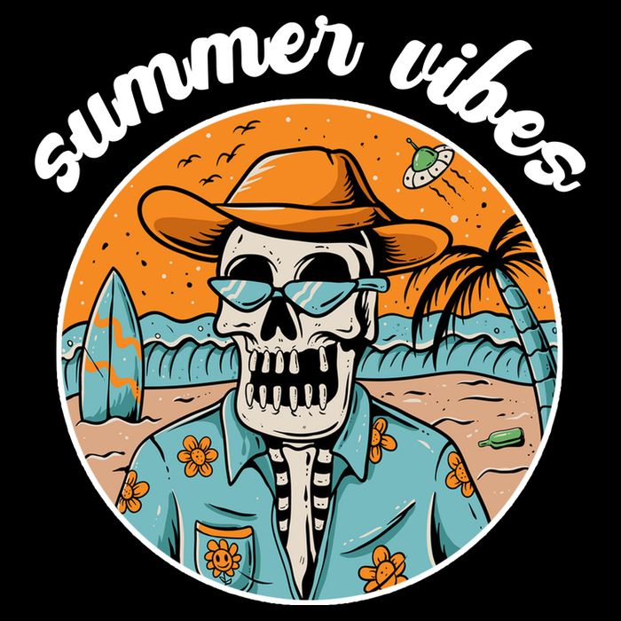 Summer Vibes Vintage Retro Skeleton Flatbill Hat