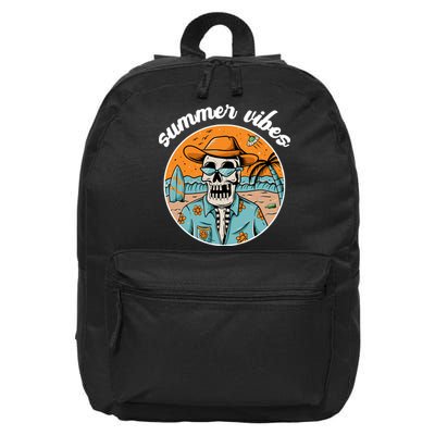 Summer Vibes Vintage Retro Skeleton 16 in Basic Backpack
