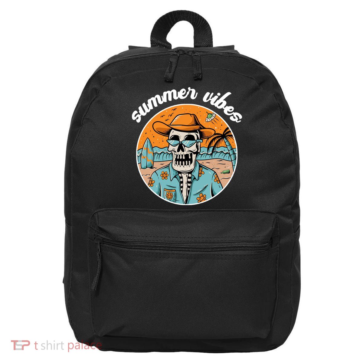 Summer Vibes Vintage Retro Skeleton 16 in Basic Backpack