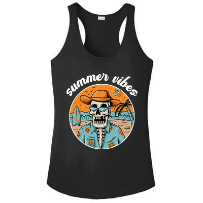 Summer Vibes Vintage Retro Skeleton Ladies PosiCharge Competitor Racerback Tank