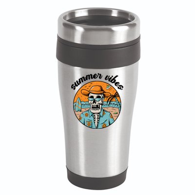 Summer Vibes Vintage Retro Skeleton 16oz Travel Tumbler