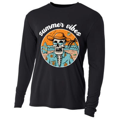 Summer Vibes Vintage Retro Skeleton Cooling Performance Long Sleeve Crew