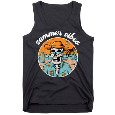 Summer Vibes Vintage Retro Skeleton Tank Top