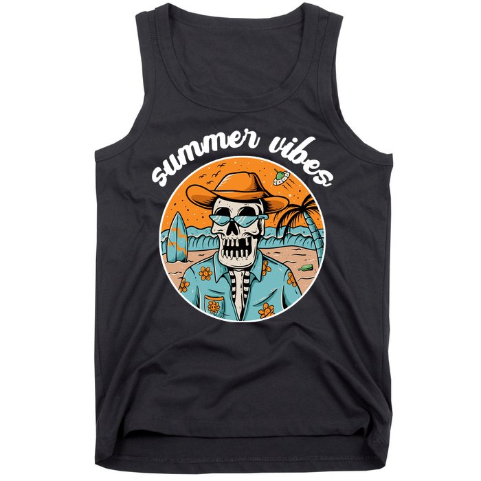 Summer Vibes Vintage Retro Skeleton Tank Top