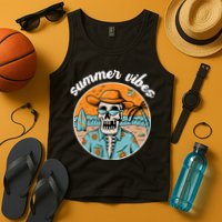 Summer Vibes Vintage Retro Skeleton Tank Top