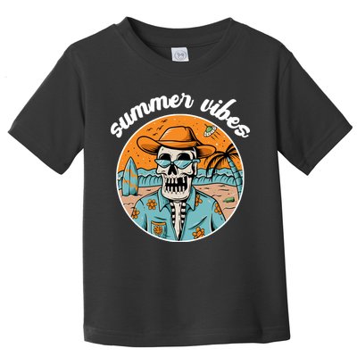 Summer Vibes Vintage Retro Skeleton Toddler T-Shirt