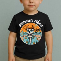 Summer Vibes Vintage Retro Skeleton Toddler T-Shirt