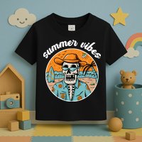 Summer Vibes Vintage Retro Skeleton Toddler T-Shirt