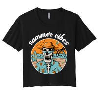 Summer Vibes Vintage Retro Skeleton Crop Top