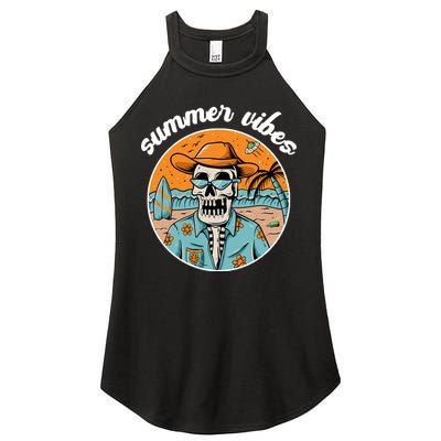 Summer Vibes Vintage Retro Skeleton Women's Perfect Tri Rocker Tank