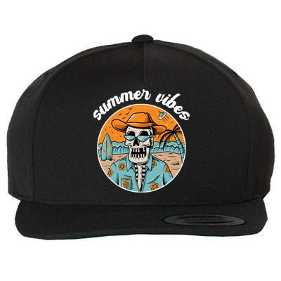 Summer Vibes Vintage Retro Skeleton Wool Snapback Cap