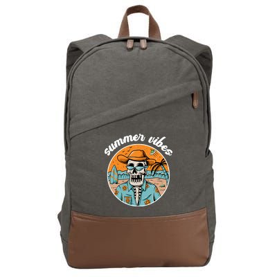 Summer Vibes Vintage Retro Skeleton Cotton Canvas Backpack