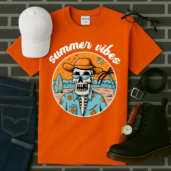 Summer Vibes Vintage Retro Skeleton Tall T-Shirt