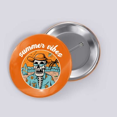 Summer Vibes Vintage Retro Skeleton Button