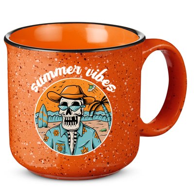 Summer Vibes Vintage Retro Skeleton 15oz Campfire Ceramic Mug