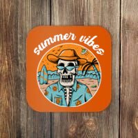 Summer Vibes Vintage Retro Skeleton Coaster