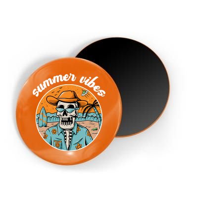 Summer Vibes Vintage Retro Skeleton Magnet