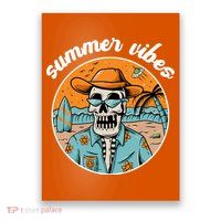 Summer Vibes Vintage Retro Skeleton Poster