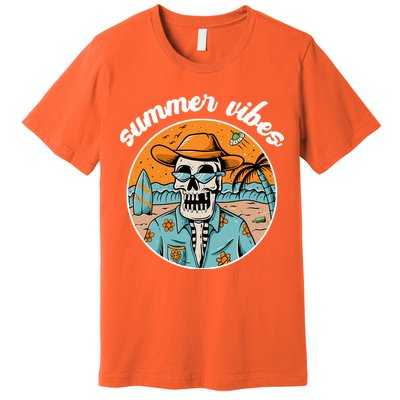 Summer Vibes Vintage Retro Skeleton Premium T-Shirt