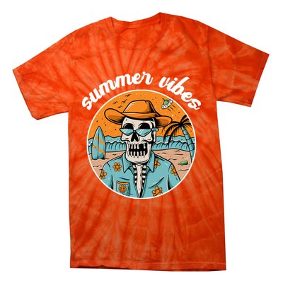 Summer Vibes Vintage Retro Skeleton Tie-Dye T-Shirt