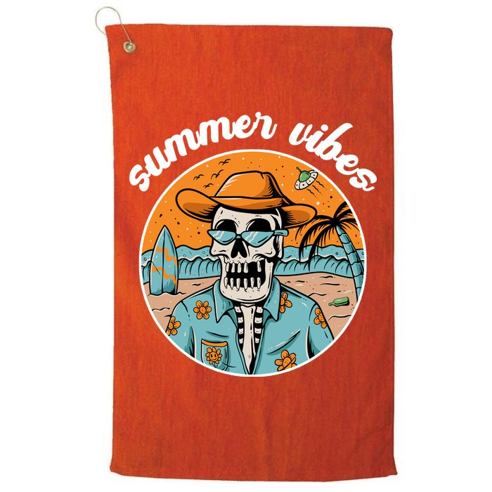 Summer Vibes Vintage Retro Skeleton Golf Towel