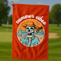 Summer Vibes Vintage Retro Skeleton Golf Towel