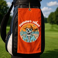 Summer Vibes Vintage Retro Skeleton Golf Towel