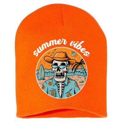 Summer Vibes Vintage Retro Skeleton Short Acrylic Beanie